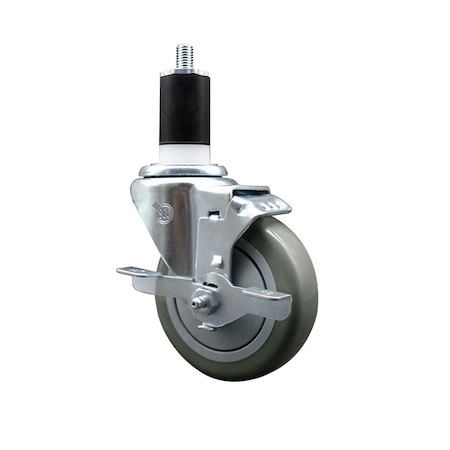 Service Caster 4'' SS Gray Poly Swivel 1-1/2'' Expanding Stem Caster with Brake SCC-SSEX20S414-PPUB-TLB-112